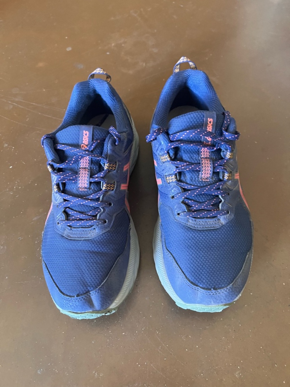 ASICS Women’s Blue Athletic Running Shoes with Pink Accents